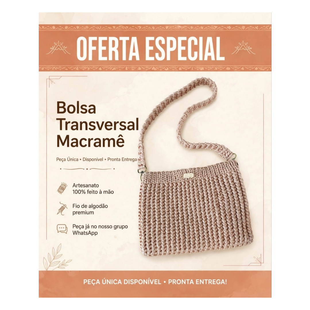 Bolsa Transversal Macramê Artesanal